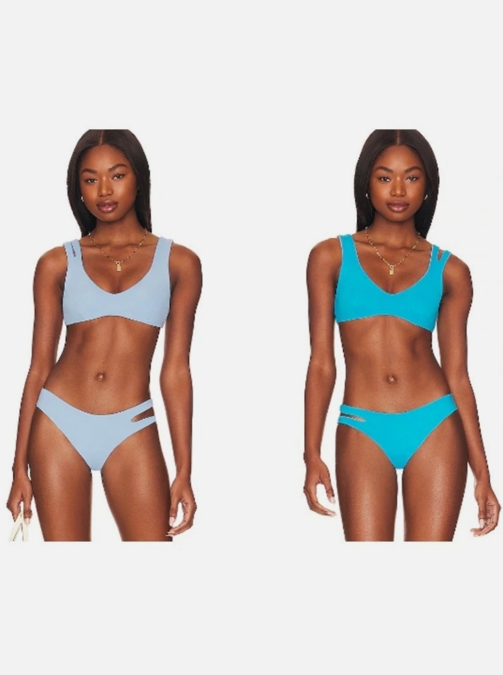 L*Space One Wave Bikini Top In Aurora Electric Blue Reversible Size L NWT